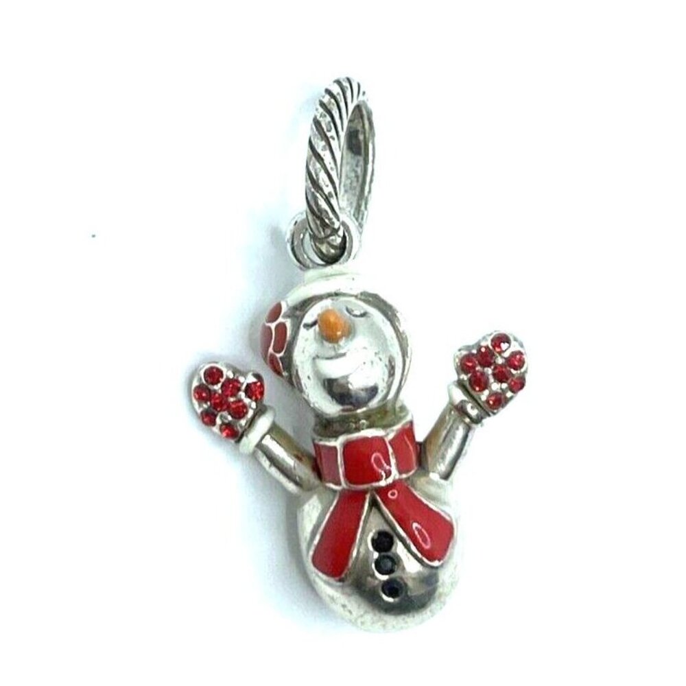 Brighton Happy Snowman Red Scarf Crystal Gloves Frosty Merry Christmas Charm